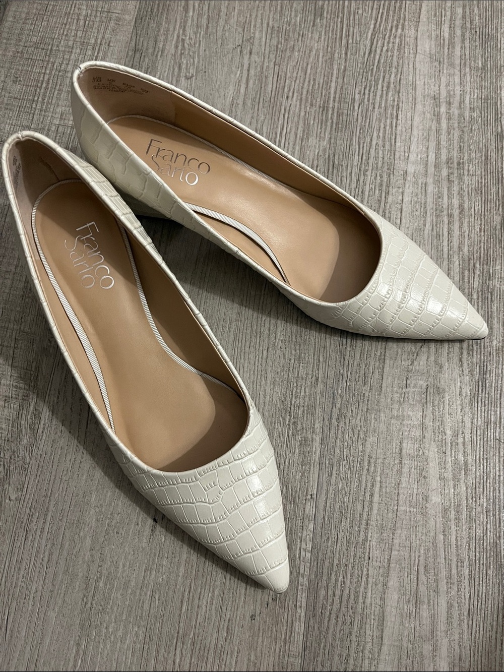 Franco Sarto Leather Croc-Embossed Shoes